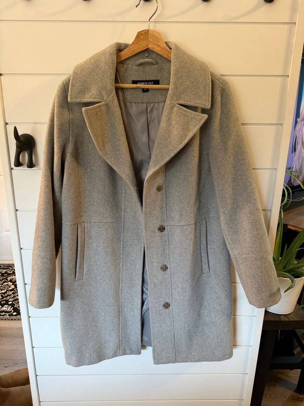 Kenneth Cole Light Gray Wool Blend Pea Coat